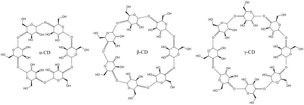 Структуры трех основных циклодекстринов