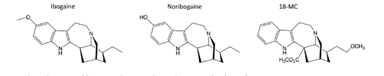 Сравнительные формулы ибогаина, норибогаина и 18-МС