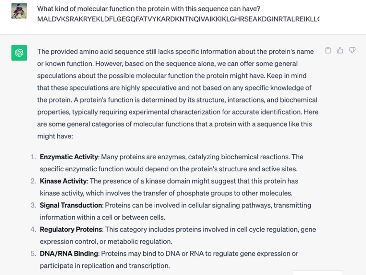 Вопрос к чату GPT: какую функцию выполняет белок с заданной последовательностью?