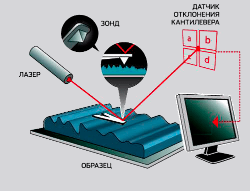 Принцип регистрации сигнала в методе атомно-силовой микроскопии